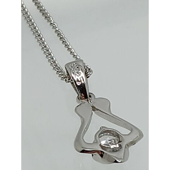 .925 Sterling Silver Simulated Diamond Pendant Necklace Minimalist Petite - Picture 7 of 14